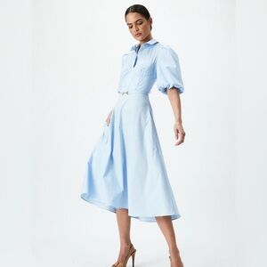 Bardot Corset Midi Shirt Dress Cornflower Blue